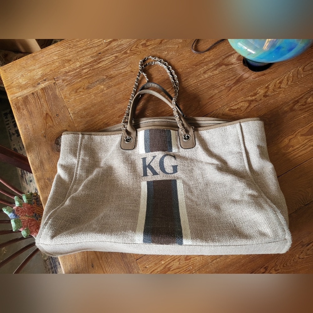 Lily & Bean Custom Large Tote Bag Initials Kg Cle… - image 1